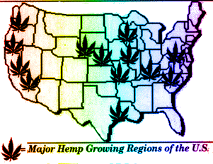 Major Hemp Growing Regions of the U.S.